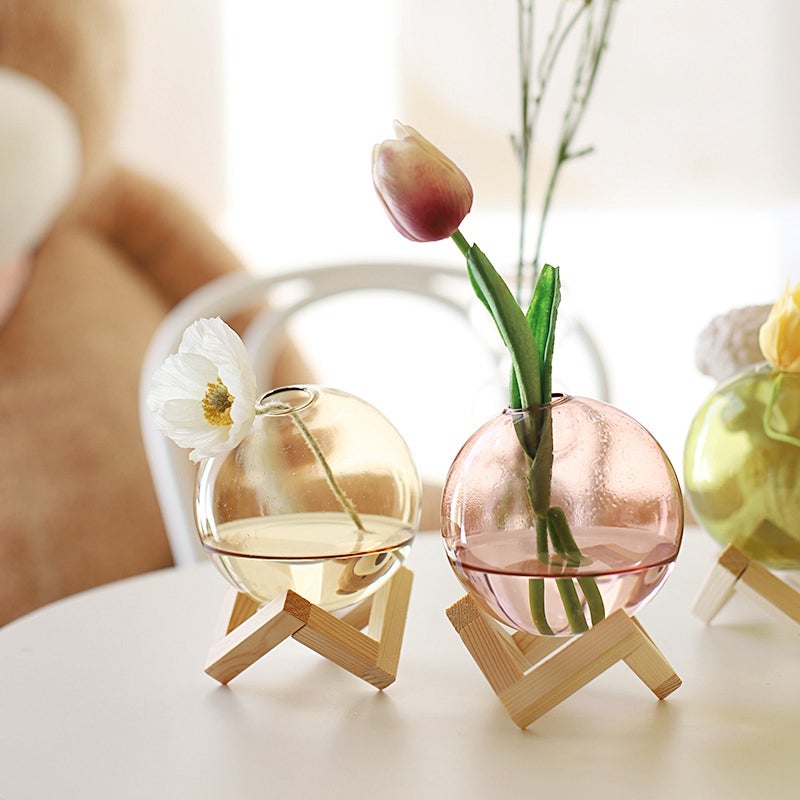 Colorful vase with a stand