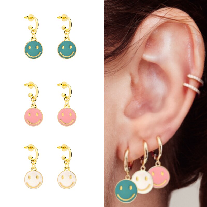 Smiley hoop earrings