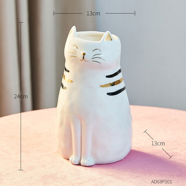 Ceramic Cat Vase and ornament